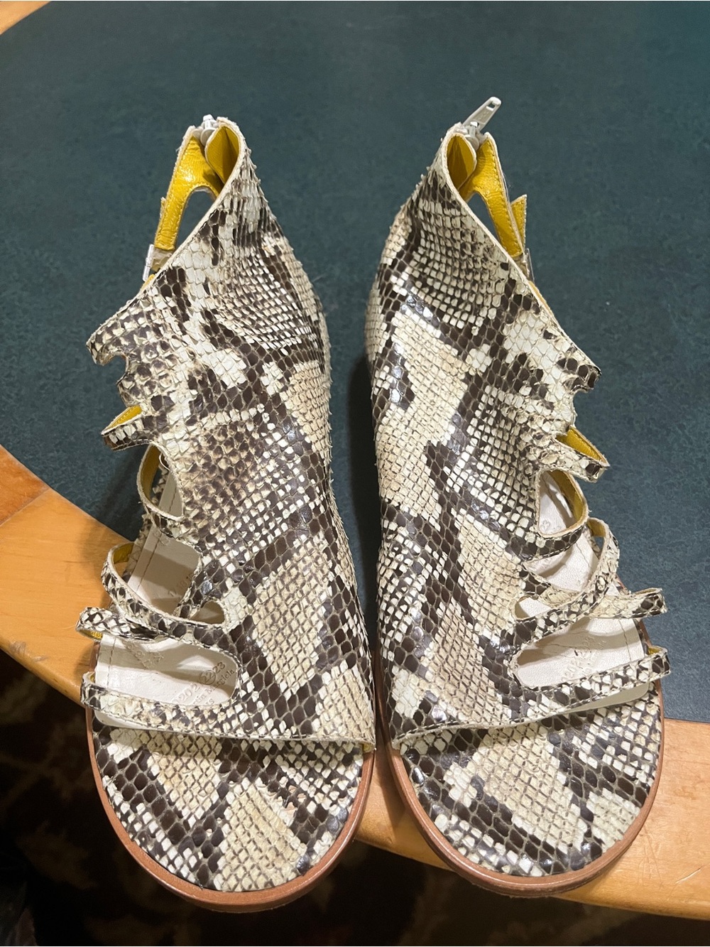 Maison Martin Margiela Python-Print Strappy Sandals in Neutral Snake 37.5